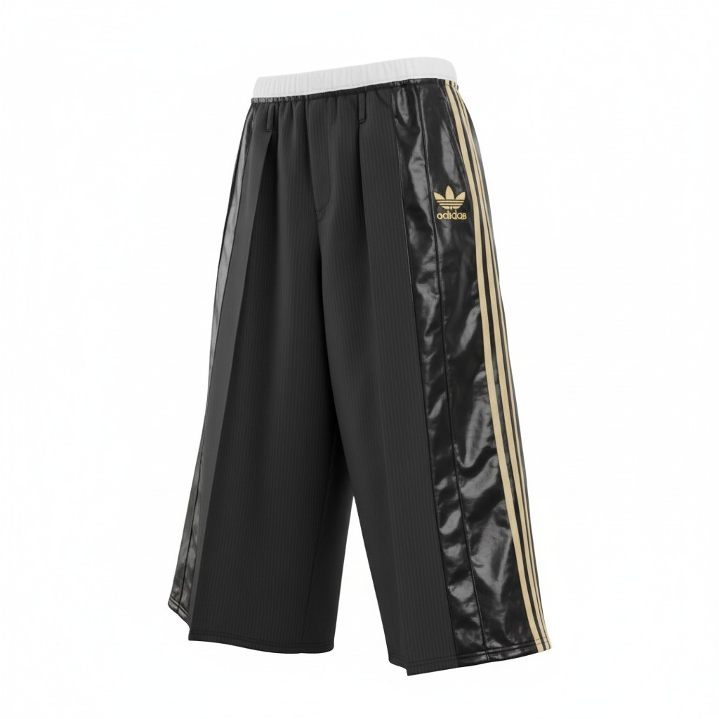 [HYBRID] Low Waist exposed boxer suit trousers/Leather look sportwear trousers